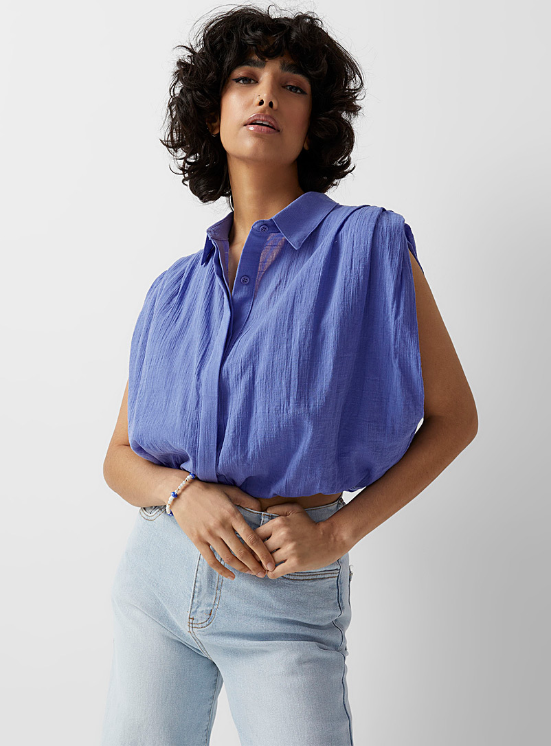 Twik Sapphire Blue Sleeveless balloon blouse for women