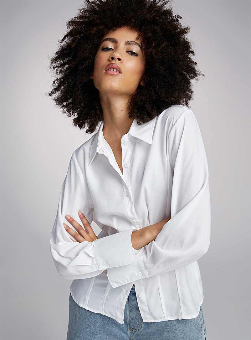 Twik: La chemise crêpe ajustée Blanc pour femme