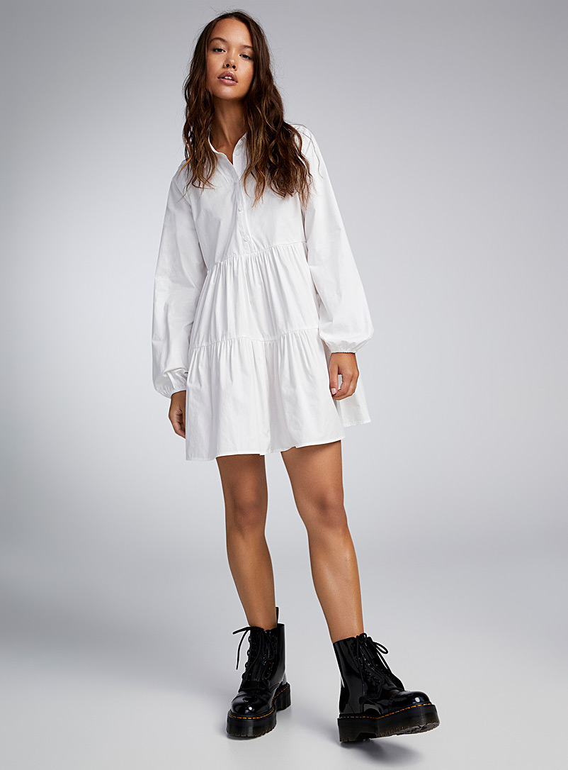 Twik: La robe chemise babydoll popeline Blanc pour femme