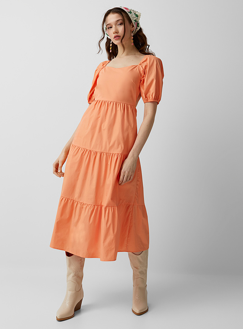 Twik Tangerine Open-back peasant dress for women