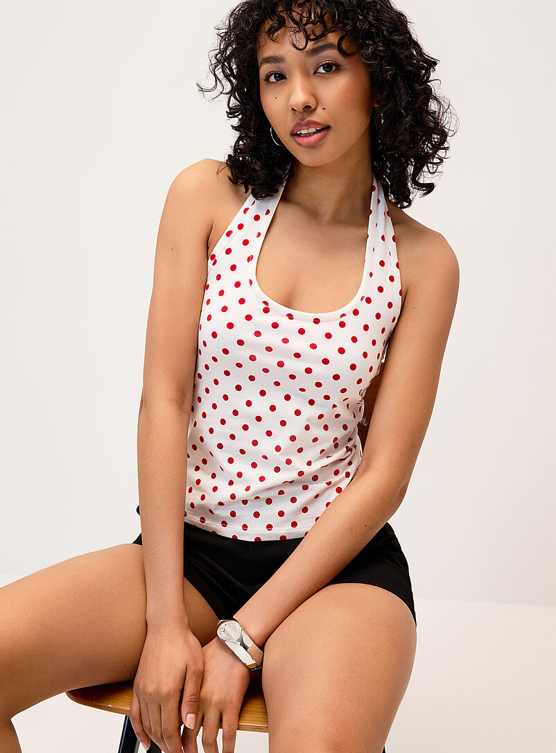 Twik Pink Polka dotted halter cami for women