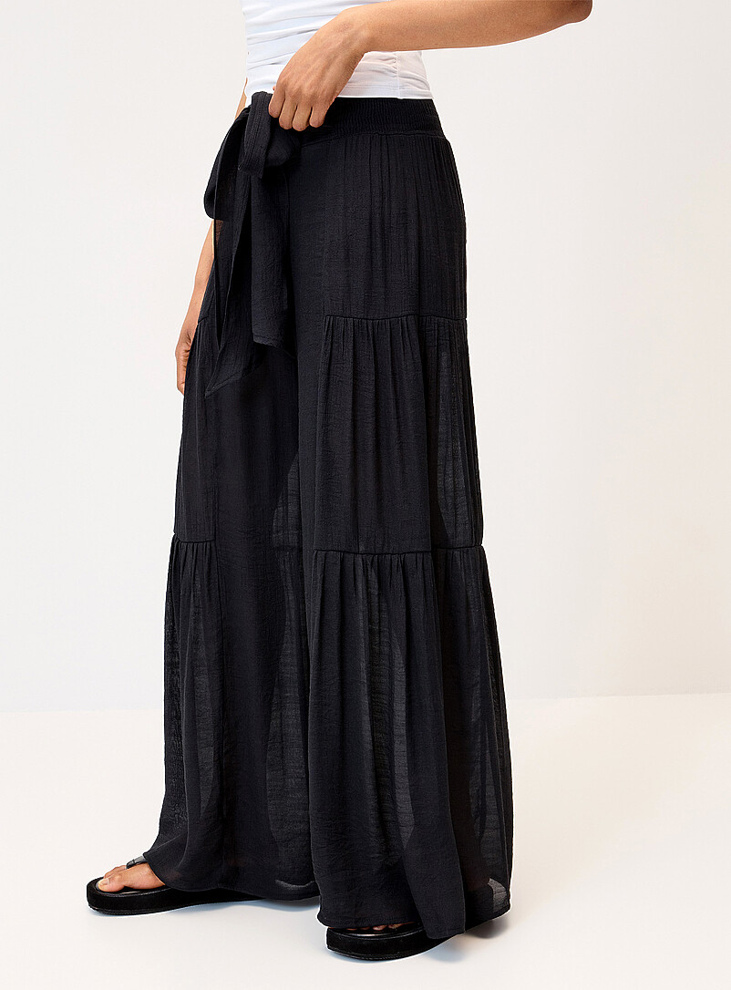 Twik: Le pantalon &eacute;tag&eacute; taille smock&eacute;e Noir pour femme