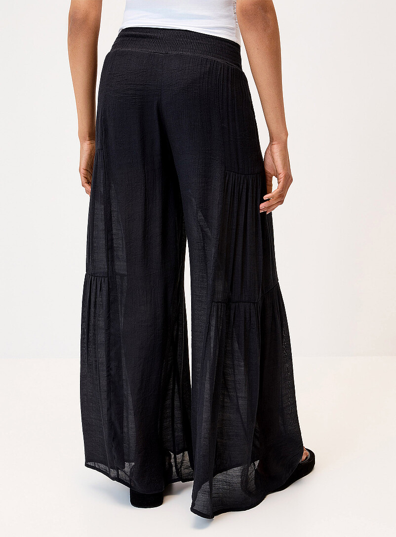 Twik: Le pantalon &eacute;tag&eacute; taille smock&eacute;e Noir pour femme