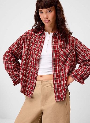 Twik Red Checkered boxy-fit shirt for women