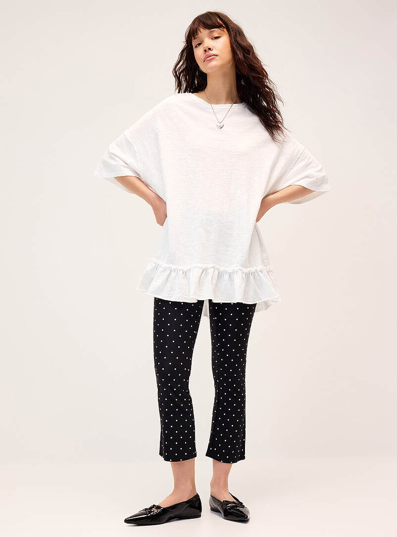 Ruffled Slub Oversized T-Shirt
