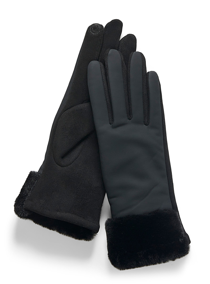 Simons Black Plush cuff water-repellent gloves for women