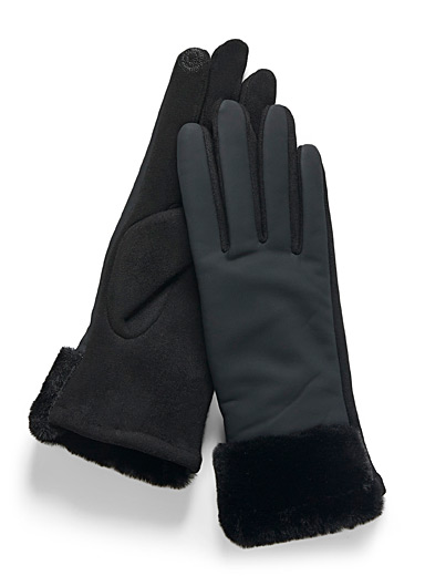 Faux-fur band water-repellent gloves | Simons | Shop Online for Fashion, Winter & Driving Gloves for Men in Canada | Simons