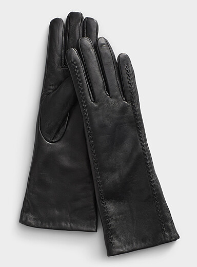 Le gant cuir lisse d&eacute;tails tress&eacute;s