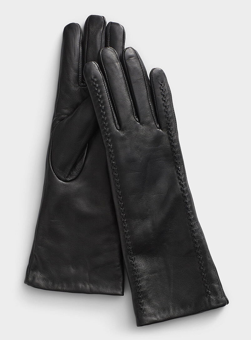 Braided Detail Smooth-Leather Gloves