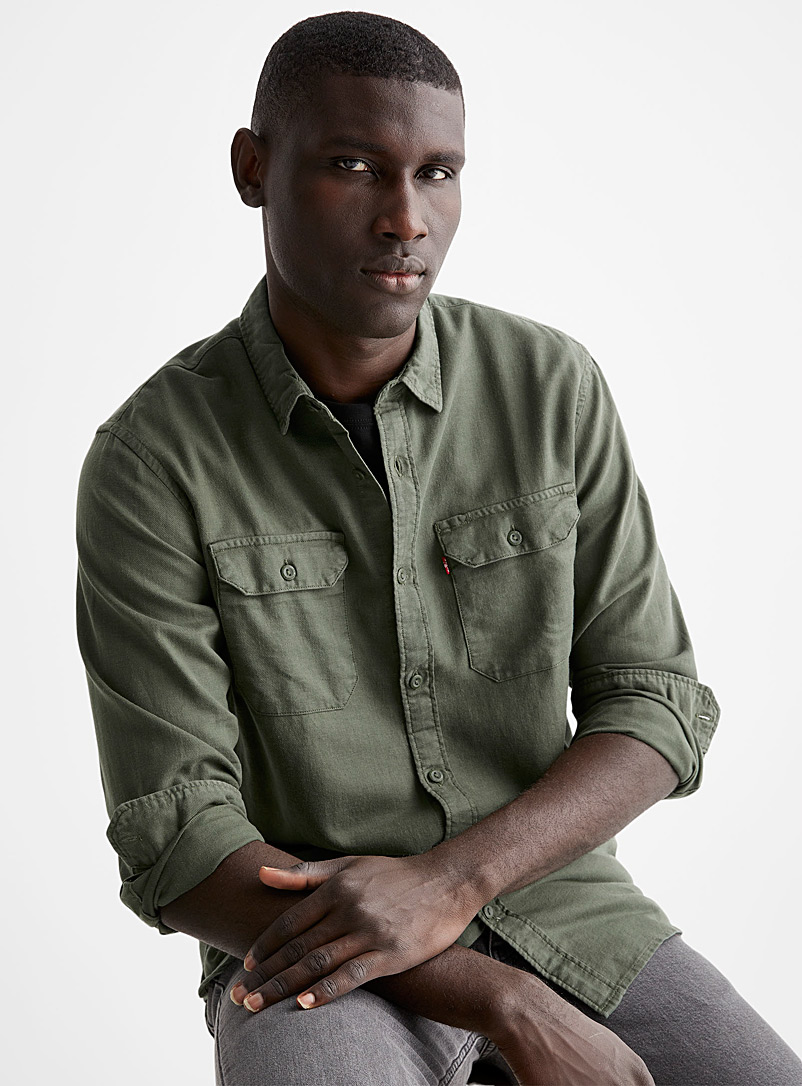 Levi's: La chemise twill souple Jackson Kaki chartreuse pour homme