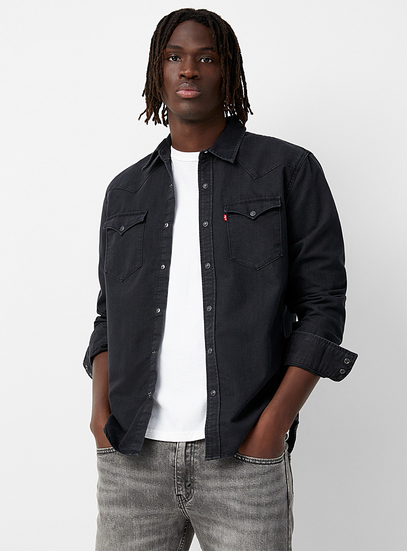 Levi's Black Dark denim Western shirt Modern fit for men