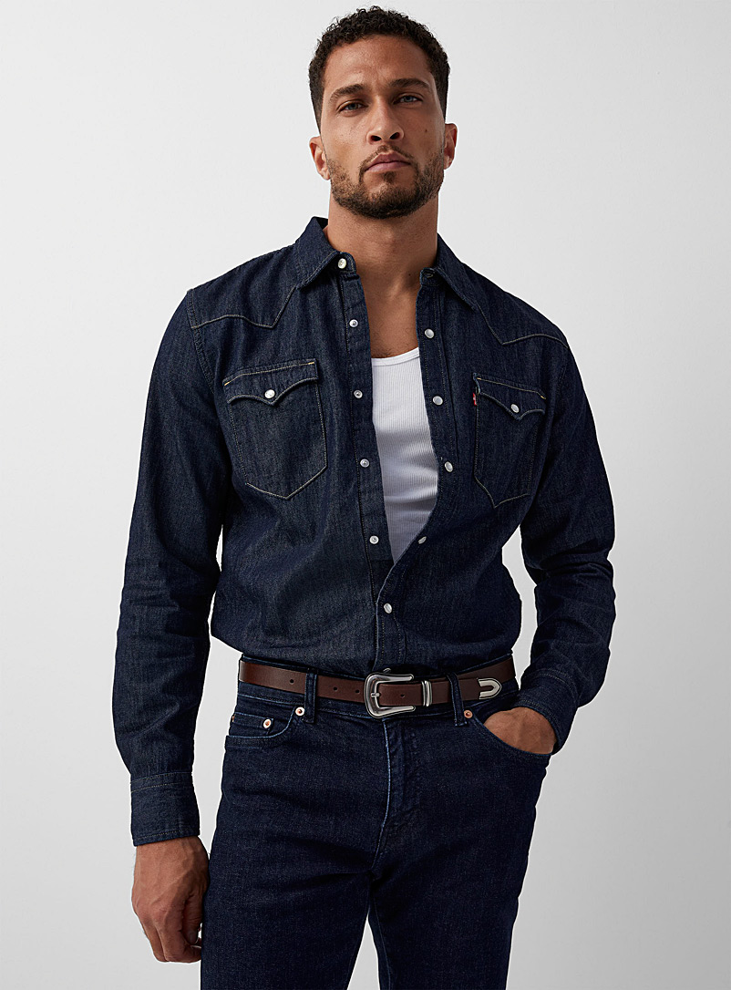 Levi's Indigo/Dark Blue Western denim shirt Modern fit for men