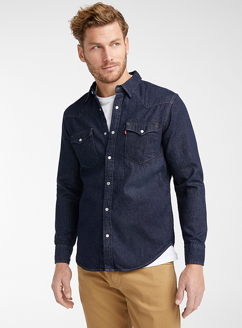 Levi's Dark Blue Western denim shirt Modern fit for men