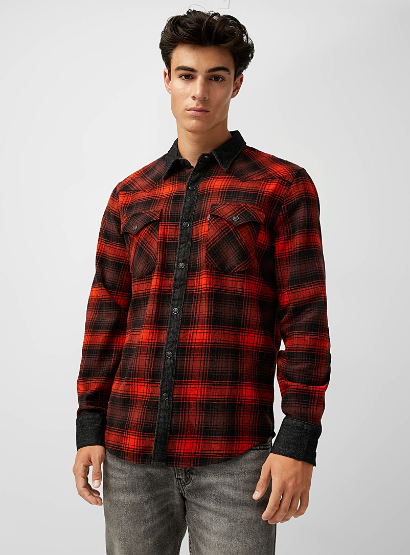 Levi's: La chemise western Barstow à carreaux Rouge à motif pour homme