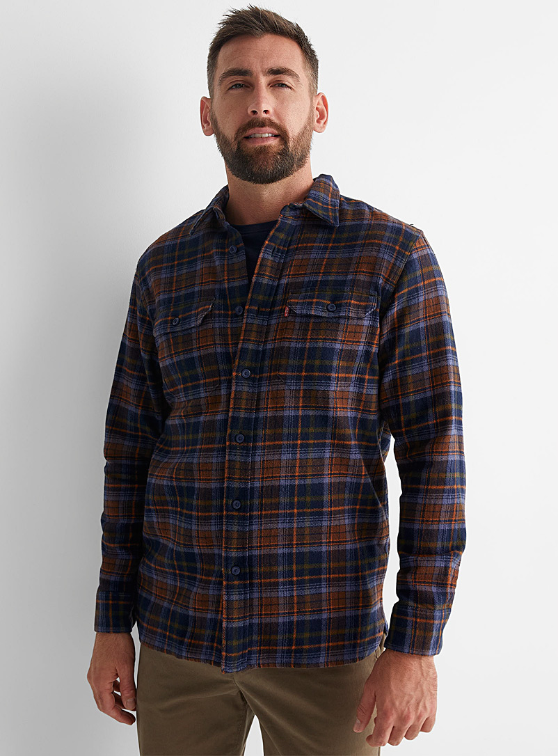 Levi's: La chemise flanelle carreau ouvrier Marine pour homme