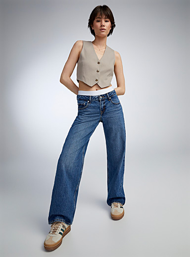 Jeans Slim Femme Koucla Taille 38 Bleu Foncé - Effet Délavé Avec Tags Argent Et Doré | Neuf Sans étiquettes