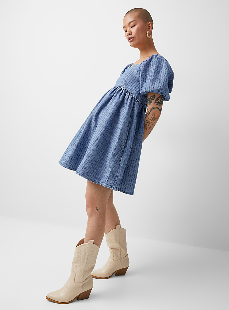 Levi's: La robe babydoll denim à rayures Bleu pâle-bleu poudre pour femme