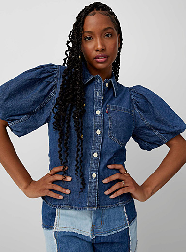 Puff-sleeve cropped denim shirt | Levi 