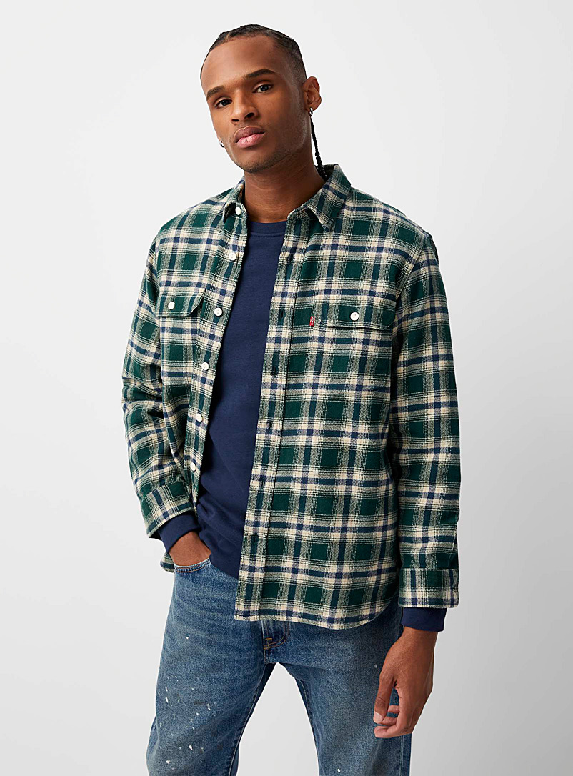 Levi's: La chemise travailleur flanelle carreaux Vert pour homme
