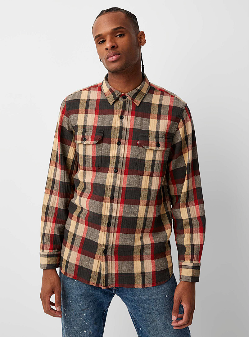 Levi's Golden Yellow Flannel check worker shirt for men