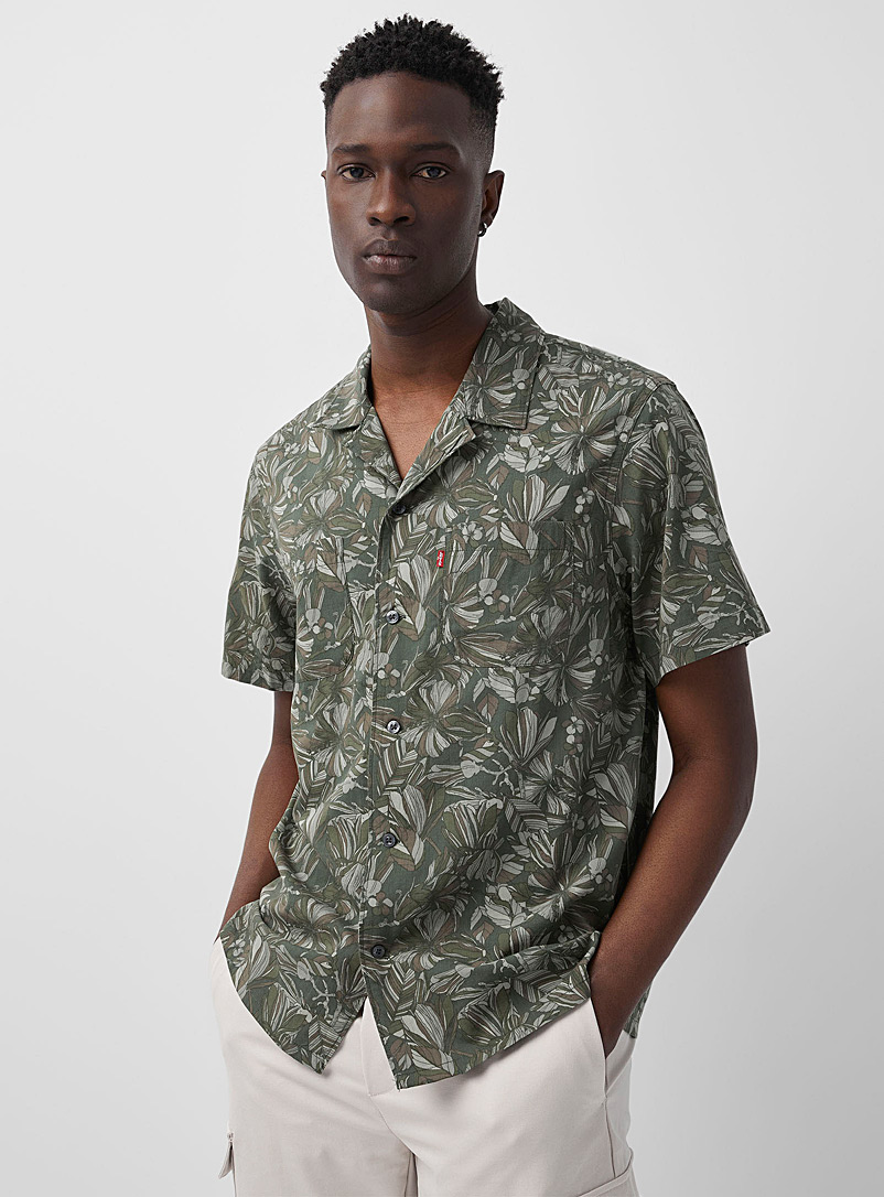 Levi's Green Floral camo camp shirt for men