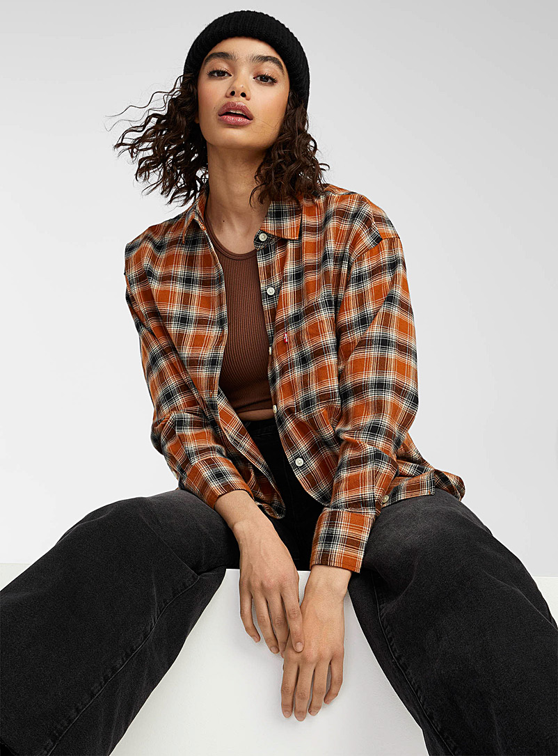 Levi's Patterned Yellow Chocolate check flannel shirt for women