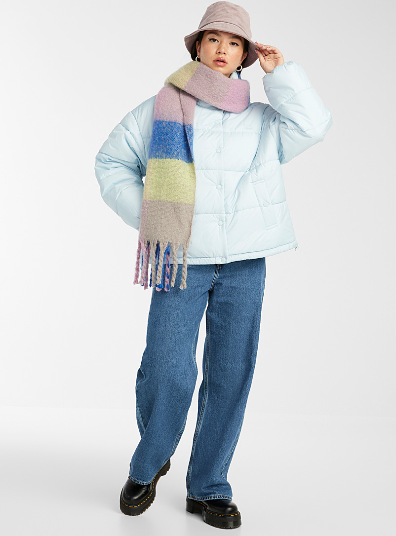 Levi's Slate Blue Monochrome embroidery puffer jacket for women