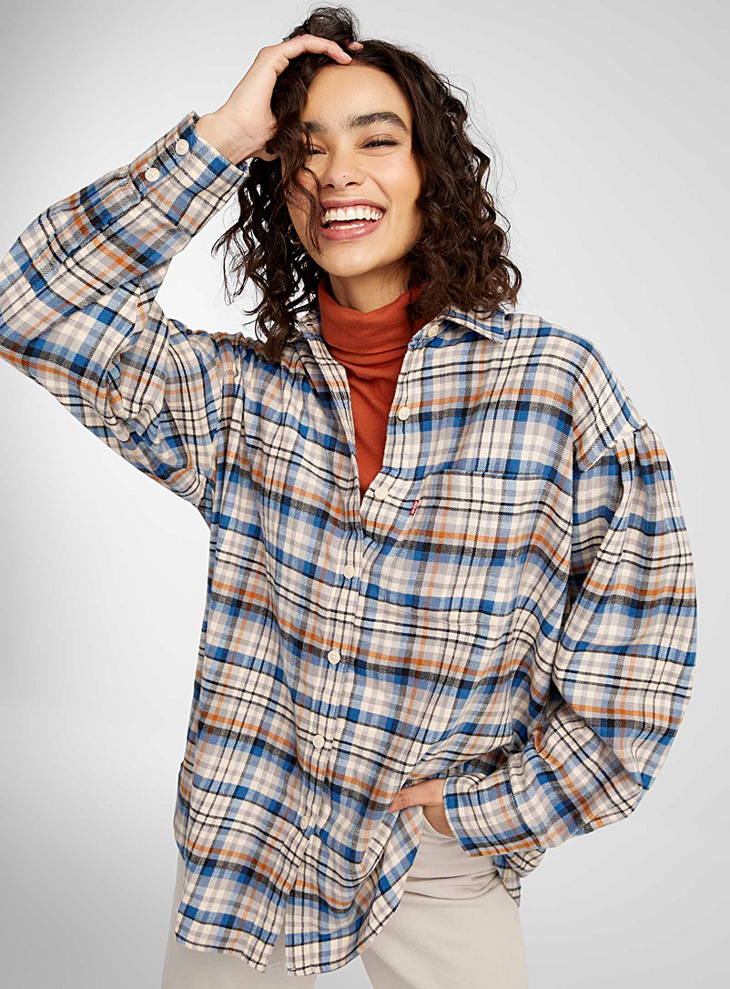 Levi's Patterned Blue Mini-check camp shirt for women