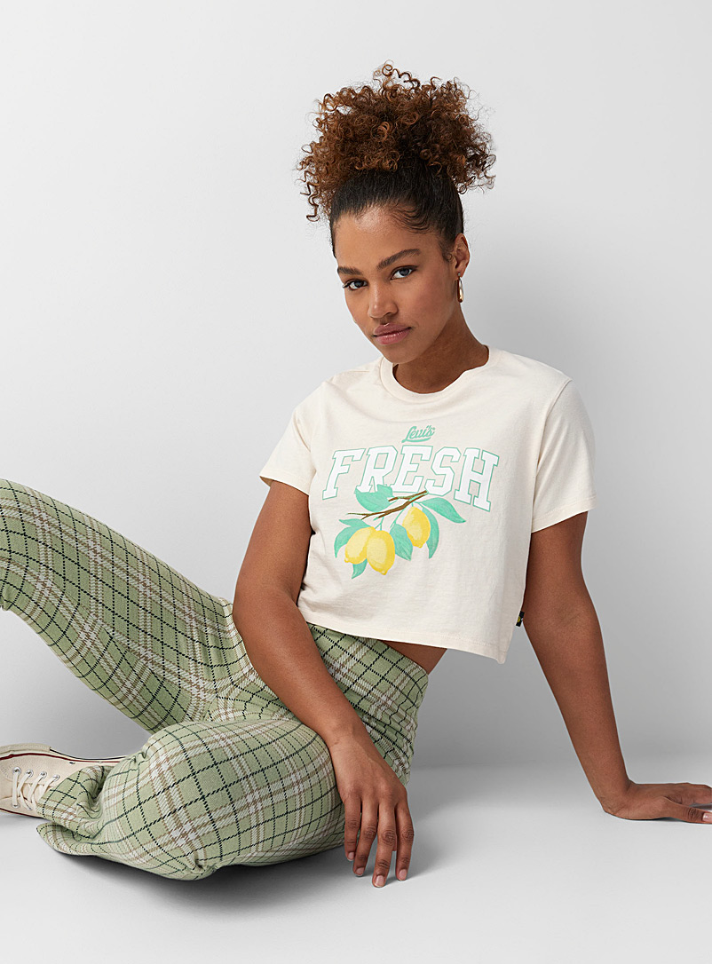 Levi's Cream Beige Fresh lemon cropped T-shirt for women