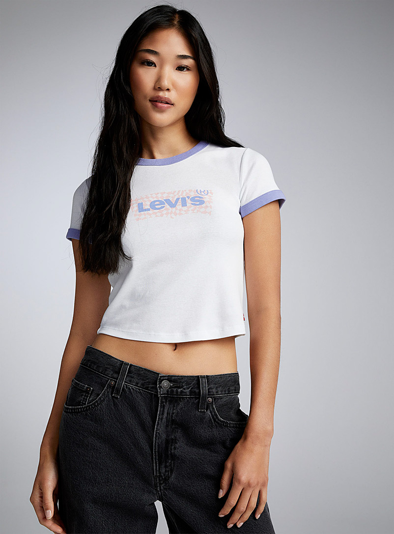 Levi's White Embossed logo cropped tee for women