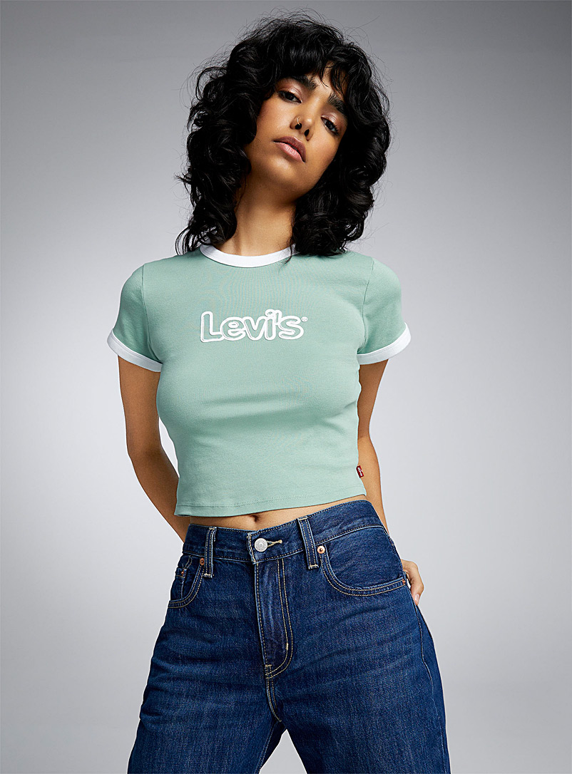 Levi's: Le t-shirt court logo relief Vert pâle-lime pour femme