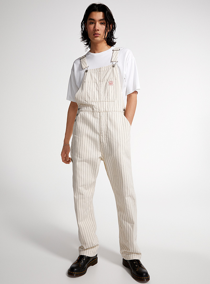 Levi's White Banker-stripe overalls for men