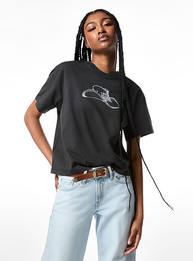 Levi's Black Western print boxy-fit T-shirt for women