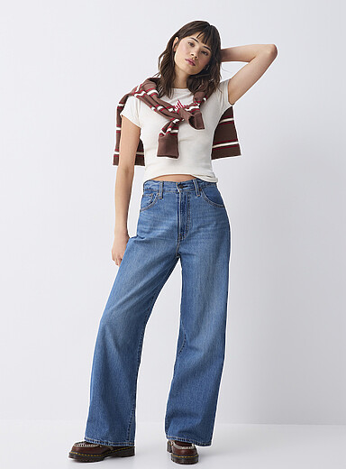 Levi's: Le jean ultra-ample taille ajustable avec martingale Bleu moyen pour femme