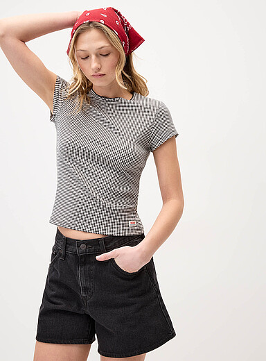 Fitted gingham T-shirt