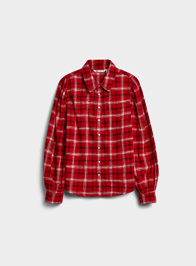 Levi's: La blouse western flanelle &agrave; carreaux Rouge &agrave; motifs pour femme