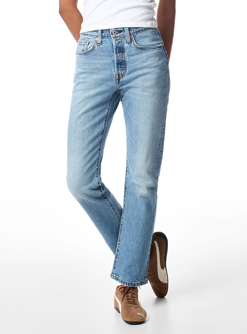 Levi's: Le jean 501 Original Bleu p&acirc;le d&eacute;lav&eacute; pour femme