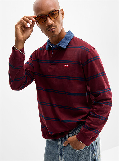Levi's: Le polo rugby col denim Bourgogne pour homme