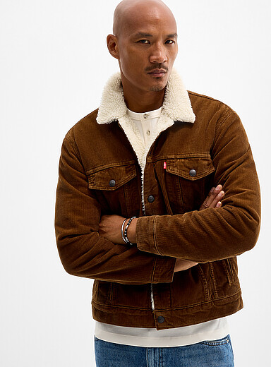 Levi's Brown High-pile fleece-lined denim jacket for men