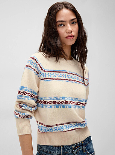 Levi's: Le chandail rayures Fair Isle Jolie Blanc &agrave; motifs pour femme