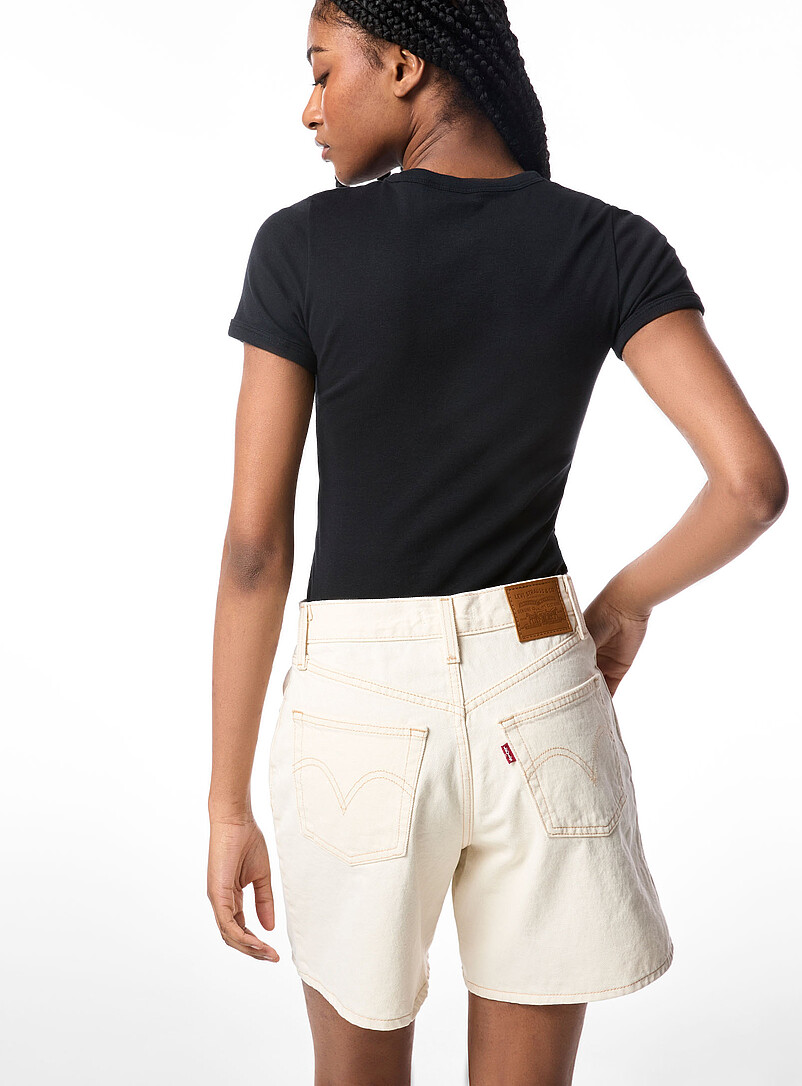 Levi's: Le short ample taille haute Blanc cass&eacute; pour femme