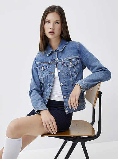 SS7 Femme Capuche en Jersey Veste en Jean Bleu Moyen dès 28 SS7 Femme Capuche en Jersey Veste en Jean Bleu Moyen dès 28