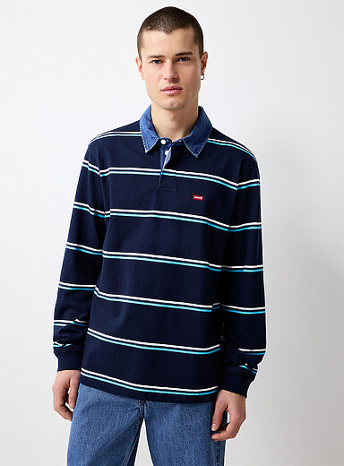 Levi's: Le polo rugby col denim Bleu marine - Bleu nuit pour homme