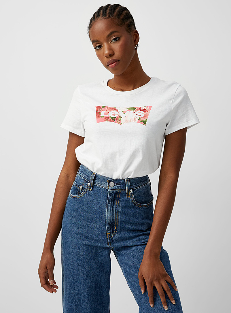 Levi's: Le t-shirt logo de roses Blanc pour femme