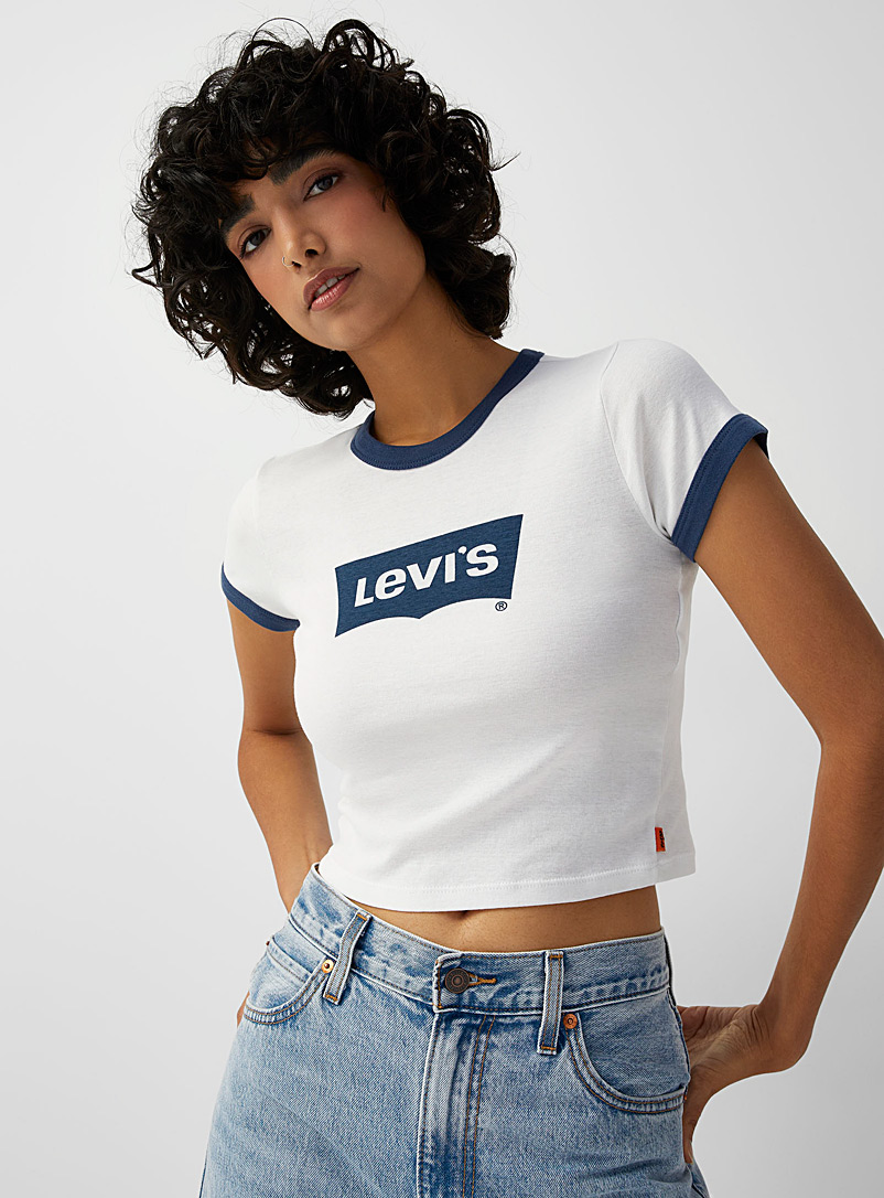 Levi's White Contrasting trim cropped tee for women