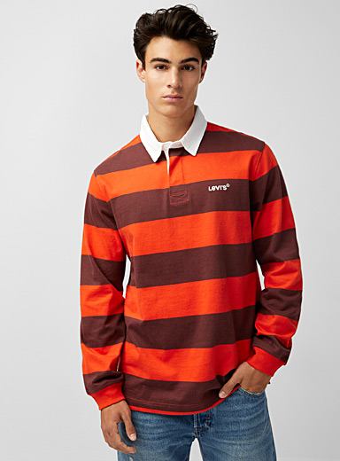 Levi's Patterned red Twin-stripe rugby polo for men