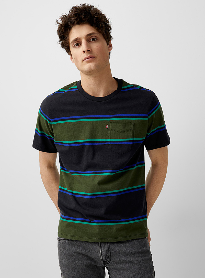 Levi's Patterned Green Club-stripe T-shirt for men