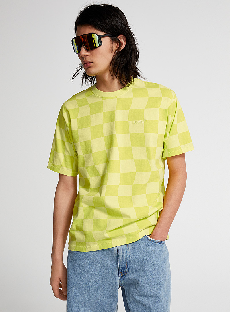 Levi's Lime Green Neon check T-shirt for men