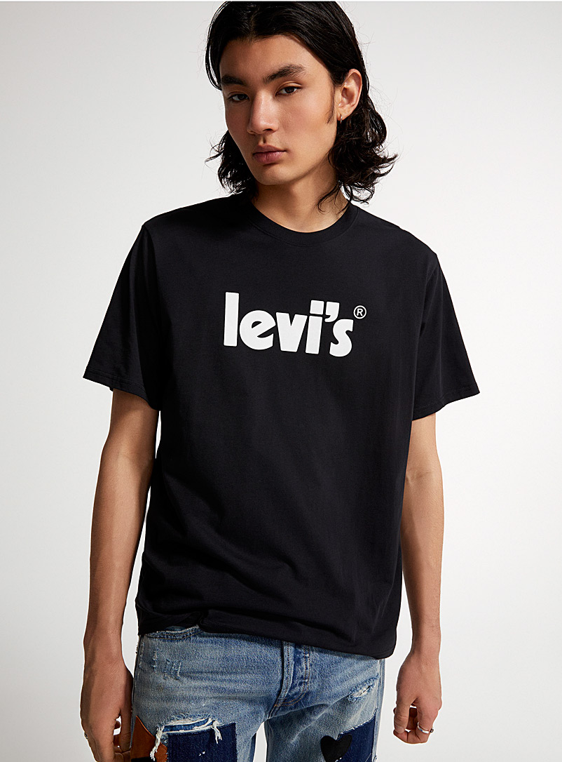 Levi's Black Contrast-logo monochrome T-shirt for men
