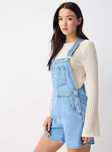 Medium blue denim overalls